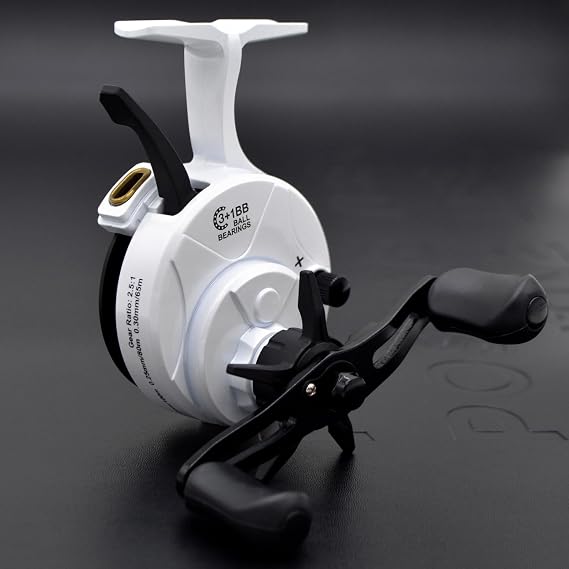 Inline Ice Fishing Reel, Lightweight Graphite Body and Spool, Instant Anti-Reverse, 2.5:1 Gear Ratio, Sensitive Trigger System for One-Handed Operation, Hardwater Fishing for Beginners