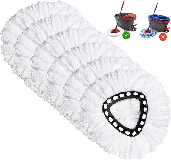 Spin Mop 交換用ヘッド 6個パック モップリフィル Ocedar Triangle Swivel Mops対応 マイクロファイバー100% スイベルモップ 詰め替え用 ディープクリーン 洗濯機洗い可 交換が簡単