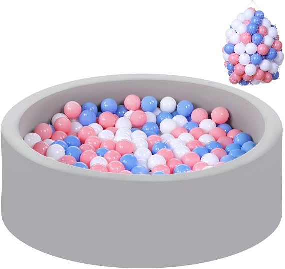 Wilwolfer Foam Ball Pit for Toddlers with 100 Balls, Large Baby Ball Pit for Babies with Soft Memory Sponge, Indoor Outdoor Baby Playpen, Kids Play Ball Pool, Gift Toys for Infants Boys and Girls
