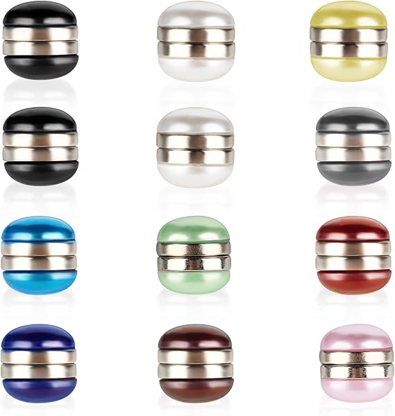 12PCS Hijabs Magnetic Pins, Multi-Purpose Strong Magnets Pins, Pinless Scarf Magnetic Pin, Rhinestones Brooch Small Scarf Clasp Pin for Women Clothes Scarves (Shiny Style)