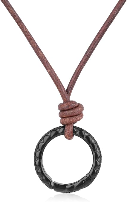 GAVU Ring Holder Necklace for Men and Women, Leather Cord Circle Necklace, Keeper Jewelry, Fashionable Accessory