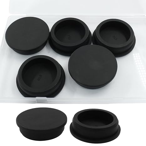 5Pcs Silicone Rubber Plug for 2 Inch Round Holes (Black)