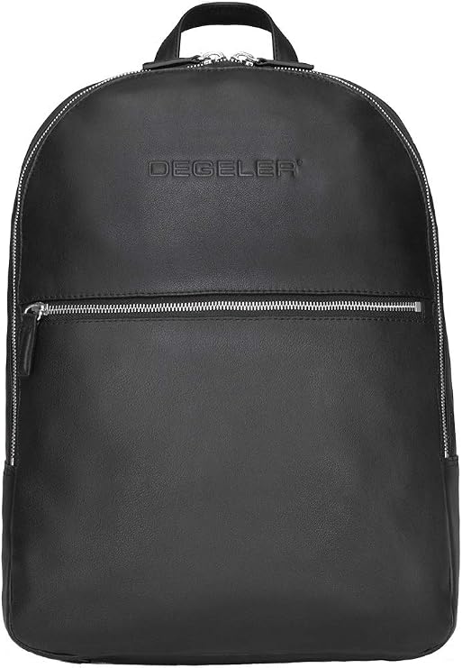 Leather Laptop Backpack D1L Carry-on Travel Backpack for Women & Men in Black...