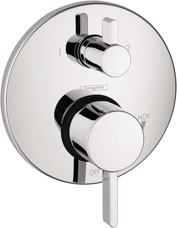 hansgrohe Ecostat Modern Pressure Balance Shower Valve Trim with Diverter in Chrome, 04447000