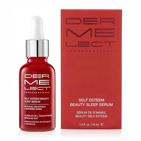Dermelect Cosmeceuticals Self-Esteem Beauty Sleep Serum Exfoliating Nighttime Treatment with Glycolic Acid, Salicylic Acid & Vitamin C Enhances Skin Radiance & Smooths Texture 1 oz