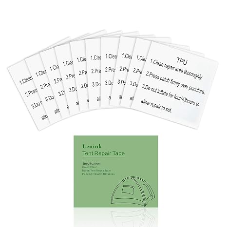 Lenink TPU Repair Tape for Inflatable Products, 10 Pcs Tenacious Tape Transparent Waterproof Patch for Camping Tent, Leather