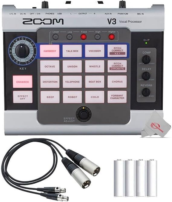 Zoom V3 Vocal Processor + Zoom TXF-8 TA3 to XLR Cable (Pair)