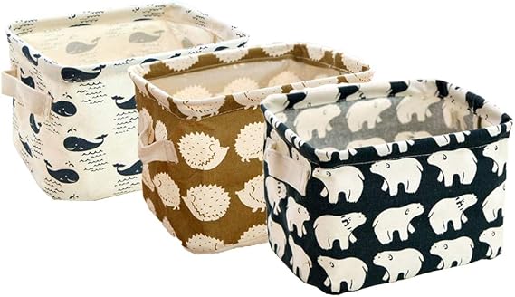 Orino Waterproof Animal Style Storage Baskets Small Collapsible Portable Storage Bins Organizers Home Decor for bedrooms, Nurseries, Study Room, Rest Room, Kitchen, Office, Set of 3