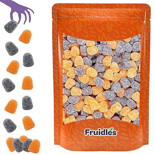 Fruidles Halloween Orange and Black Spice Gummy Drops, Gluten-Free, Fun & Festive Holiday Gummies Snacking 1 Pound