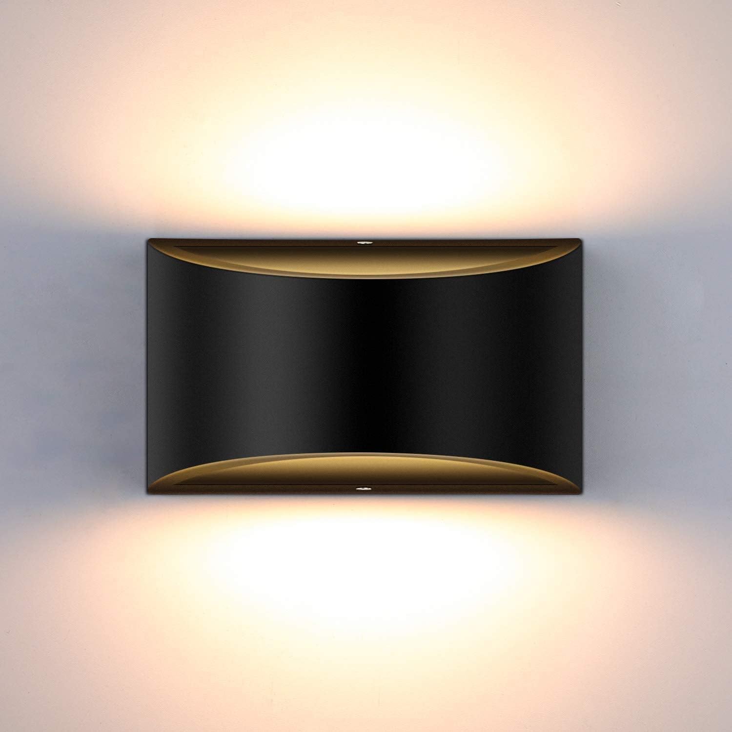Wall Lights Indoor, Dimmable LED Up and Down Bedroom Wall Lights, Black Wall Sconce, 10W Warm White Wall Lamp for Living Room Bedroom Corridor Stair COB LED Bulb Include