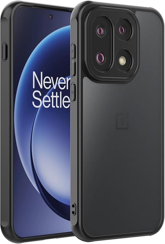Cresee Case for OnePlus 15, Anti-Fingerprint Matte Translucent Hard Back + Soft TPU Bumper Shockproof Phone Cover for OnePlus 15 - Black Frost