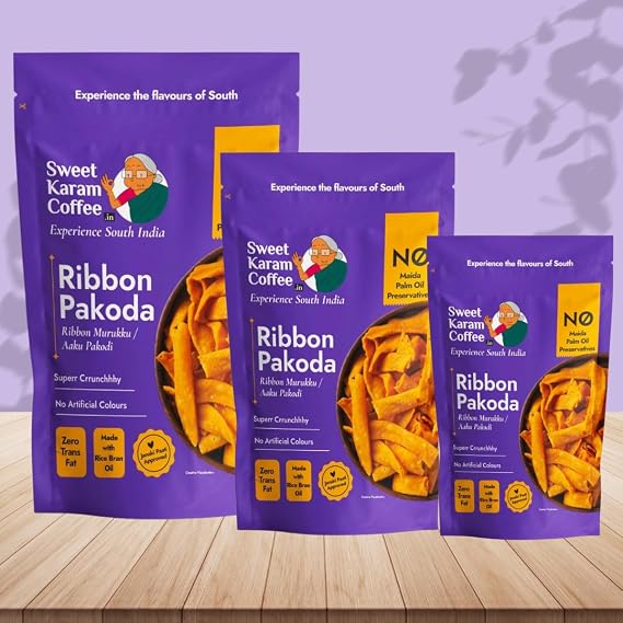 Sweet Karam Coffee (SKC) Ribbon Pakoda -Murukku Namkeen Pack of 3 Each180 gms