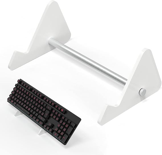 RUNJRX Mechanical Keyboard Acrylic Display Stand, 1-Tier, White Acrylic