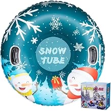 Snow Tube, 47 Inch PVC Hardy Inflatable Sleigh, Thickened Hard Bottom for Adults and Children Ski Circle, Winter Toy Outdoor Sleigh Snow Tube Sports (Chrisman 47in)