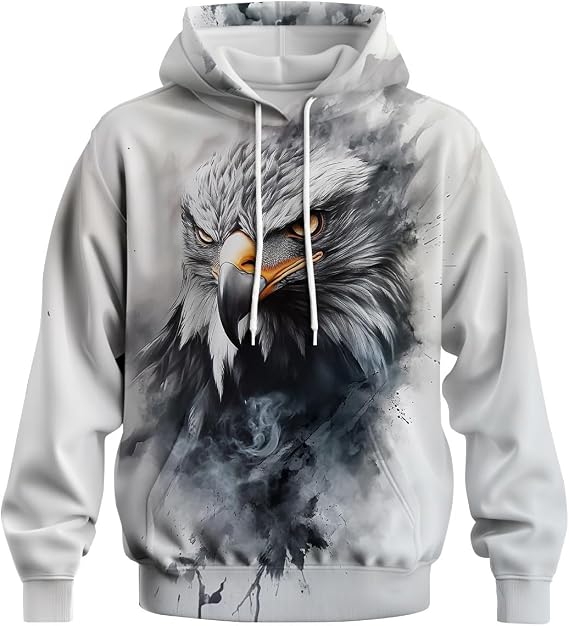 Novelty Long Sleeve Hoodie Funny Fashion Eagle Print Sweatshirts
