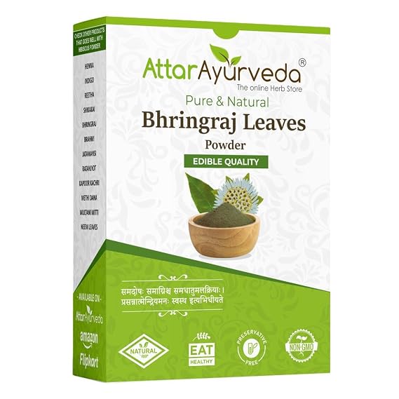 Natural Bhringraj Powder for Healthy Hair, Supports Hair Strength and Scalp Care, Pure Bringaraja Herb, No Additives or Fillers, 3.5 oz Herbal Hair Treatment