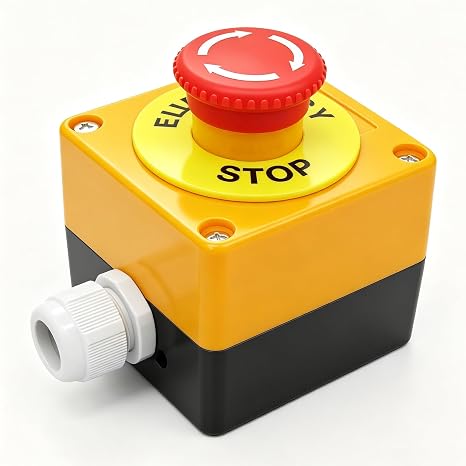 TWTADE/Emergency Stop Red Sign Mushroom Push Button Switch Station 1 NC 1 NO 440V 10A Normally Closed Stop Switch Box LA38-11ZS-BOX