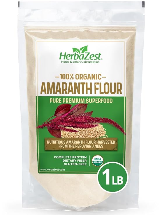 HerbaZest Amaranth Flour, 1 lb Organic, Gluten-Free, Complete Protein