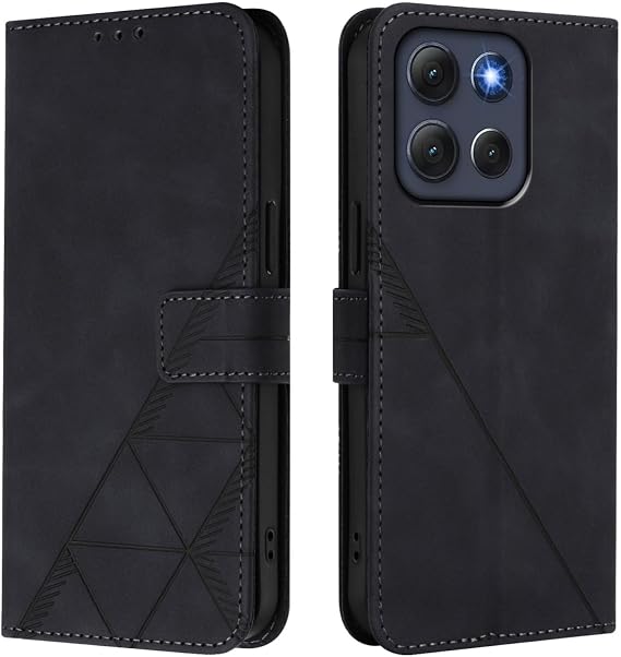 Motorola G86 PowerG86ではありません用ウォレットケース カードホルダー付き フェイクPUレザー 耐衝撃 磁気ビジネスフリップケース キックスタンド付き財布カバーモトローラ Moto G86 Power用ホルダーブラック