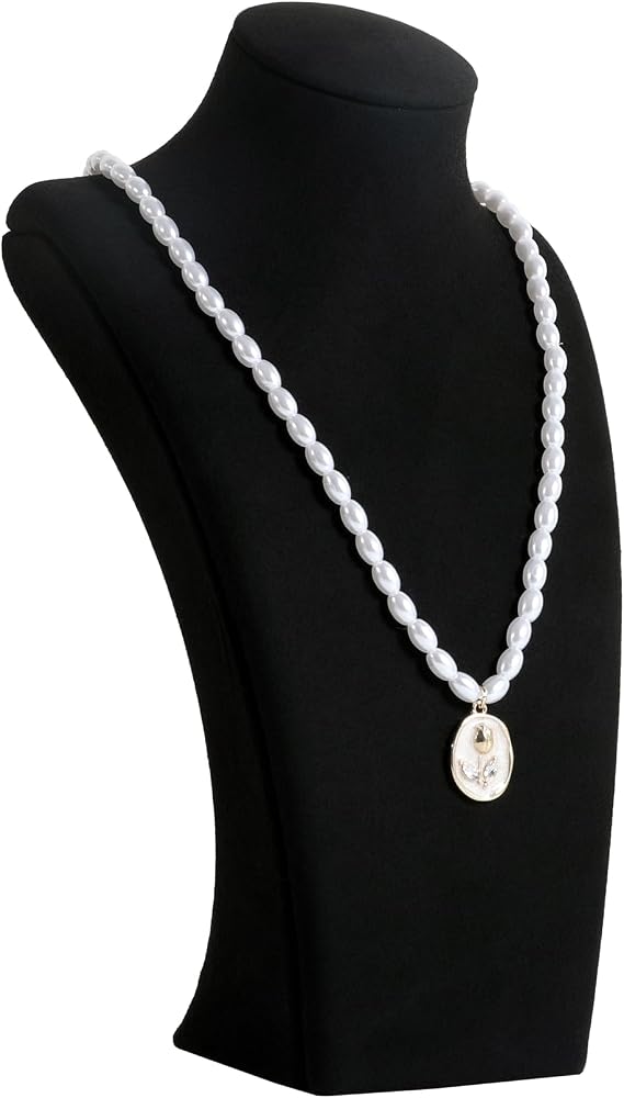 Black necklace storage organizer for sale, Velvet necklace holder stand, jewelry bust display stands, Jewelry Mannequin for Countertop, Showcase【Black-Small height 15.9 cm】