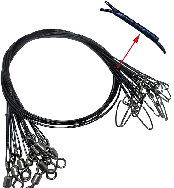 Wire Fishing Leaders Saltwater 100 Lbs Heavy Duty Fishing Wire Leader Line with Swivles Snap
