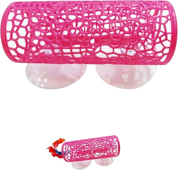 Betta Tunnel Hideout Pink Floating Fish Cave with Suction Cups Betta House for Play Rest and Breeding Aquarium Decor Small Fish Tank Safe Resin Betta Toys and Hide Shelter