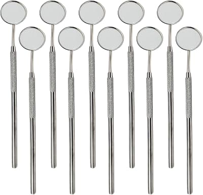 Dental Mirror Stainless Steel with Handle 6.5 Dentist Tool for Teeth Cleaning Plaque, Mouth Inspection, Lash Extension Mirror, Eyelash Extensions Dental Mirror Inspect Instrument Makeup 10 Pcs