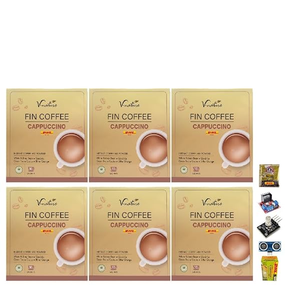 FinCoffee Cappuccino Sugar-Free 10 Sachets/Box(100g) Instant Mix Deliciuos Much Mellow Intense Roasted Fruit Snack Set 6 By Beautygoodshop [Get Free For You Beauty Gifts]