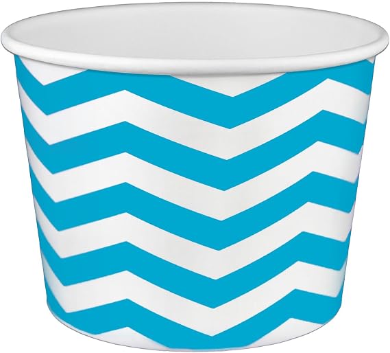 16 oz Yogurt Paper Cups- 1000 Count (Chevron-Blue)