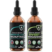 Zenmen Organic Black Walnut Wormwood Tincture Rapid Gut Cleanse & Digestive Health, Vegan, Manufactured in The USA
