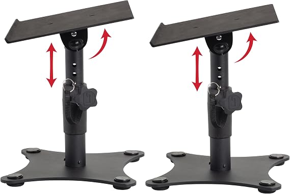 Gator Frameworks Desktop Studio Monitor and Speaker Stands with EVA Foam Padded Surface, Angle Adjustable from 0 to 15 Set of 2 (GFWSPKSTMNDSK)