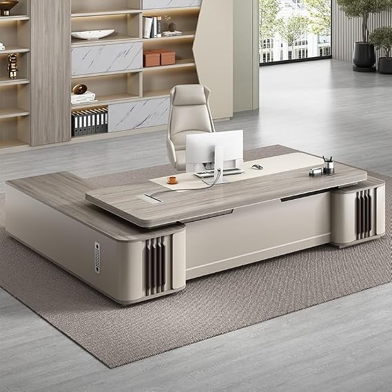 Modern Executive Desk 102IN Modern L Shape Executive Desk, Luxury Manufactured Wood Office Desks, Working Table Computer Desk with Drawers for CEO Boss Manager for Business Office Large(102in)