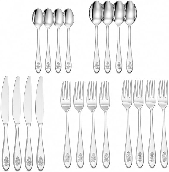 Spode Christmas Tree 20-Piece Stainless Steel Flatware Set, Set of 20
