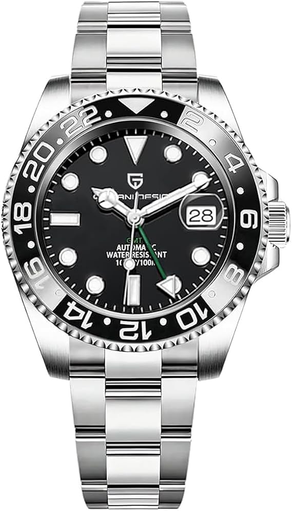 Pagani Design GMT Automatic Mechanical Men's Watch Rotating Ceramic Bezel Stainless Steel Watch with Date Function Men's Sport Watch