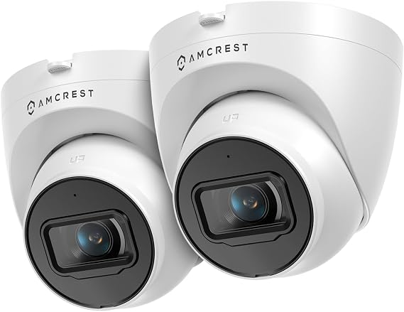 2-Pack Amcrest UltraHD 4K (8MP) Outdoor Security IP Turret PoE Camera, 3840x2160, 98ft NightVision, 125 FOV, IP67, MicroSD Recording (256GB), White (2PACK-IP8M-T2599EW-AI-V3)