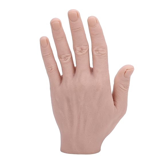 Realistic Silicone Male Hand Model Reusable Simulation Silicone Artificial Hand Model Bendable Artificial Hand for Festival Props Painting Practice (Left Hand)