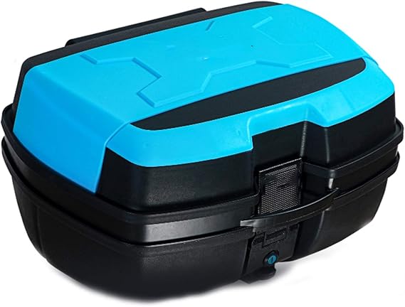 Motorcycle Trunk Top Lock Storage Carrier Case Motorcycle Accessory Portable Trunk Lid Organizer Storage Bag Motorcycle Tour Tail Box,Black Plus Sky Blue