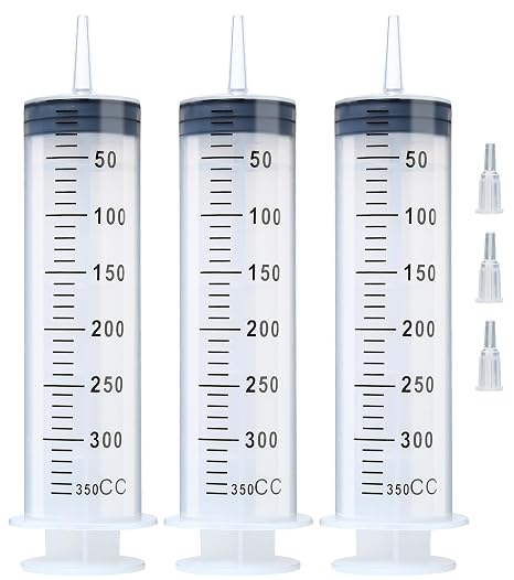3pcs 350ml Syringes, Extra Large Plastic Syringes for Glue Dispensing, Scientific Labs, Watering, Refilling, Multiple Uses