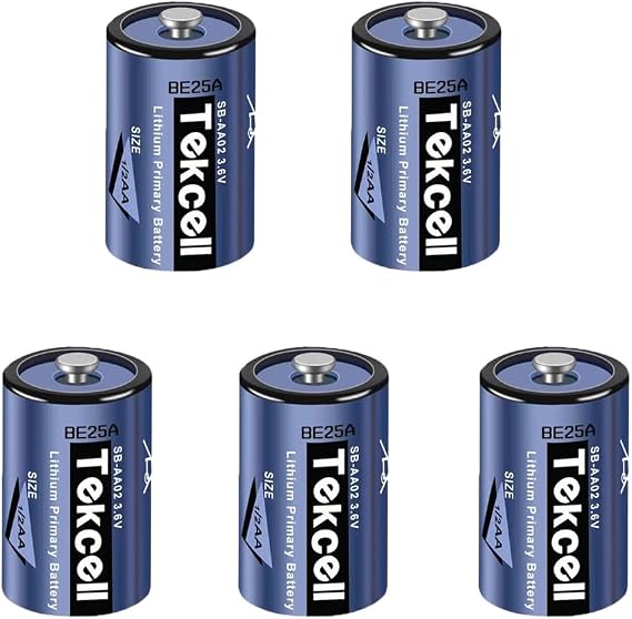 (5-Pack Tekcell SB-AA02 3.6V 1200mAh 1/2AA Non-Rechargeable Lithium Battery Replacement for LS14250 Battery (no Plug)