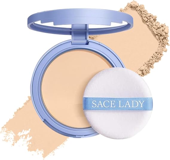 Oil Control Face Pressed Powder, Matte Smooth Setting Powder Makeup, Waterproof Long Lasting Finishing Powder, Flawless Lightweight Face Cosmetics (Classic ivory)