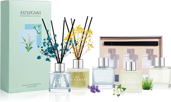 Freesia Jasmine White Tea Reed Diffuser Set and 3 Pack Reed Diffusers
