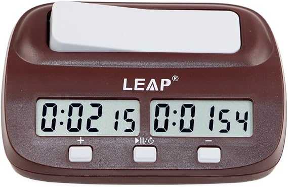 Professional Chess Clock with Count-down, Alarm, Bonus, Delay, Setting Times Multi-Function for Kids Teens Adults, Board Game Clock, Digital Chess Timer Portable, Brown