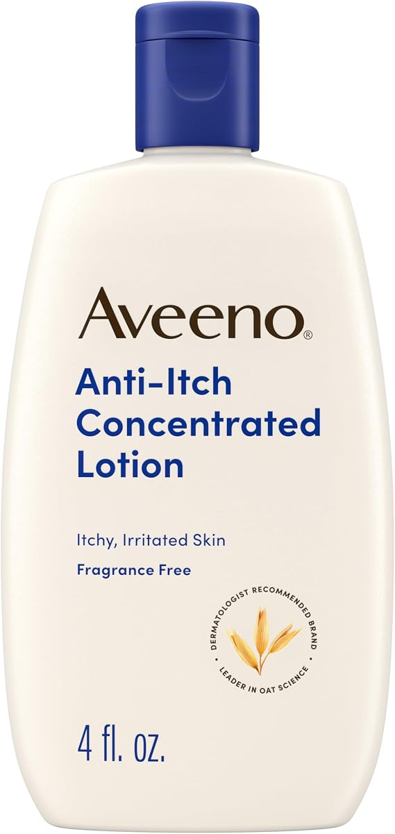 Aveeno Anti-Itch Concentrated Lotion, Fast-Acting Itch Relief, 4 fl. oz | Skin Protectant with Calamine, Pramoxine HCl & Triple Oat Complex, Poison Ivy, Insect Bites & Minor Burn Relief