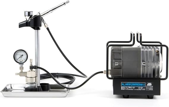 GSI Creos Linear Compressor L7 "Platinum Brush and Pressure Gauge Attached Regulator Set" For Airbrush Painting PS309