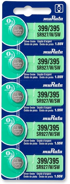Murata 395/399 Battery SR927/W/SW 1.55V Silver Oxide Watch Button Cell (5 Batteries)