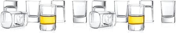 JoyJolt 12-Pack Heavy Base Shot Glass Set, 2-Ounce Shot Glasses