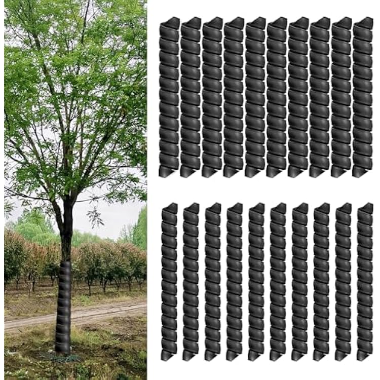 20 Pcs Tree Trunk Protector 2 Size Plastic Tree Guard Spiral-Type Tree Trunk Protectors Tube Wraps to Protect Bark Saplings Plants from Mowers, Rodents, Rabbit Black,20pcs