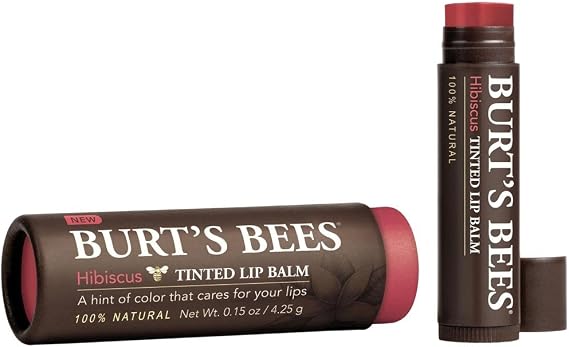 Burt's Bees 100% Natural Tinted Lip Balm, Hibiscus with Shea Butter & Botanical Waxes – 1 Tube x 4.25 g