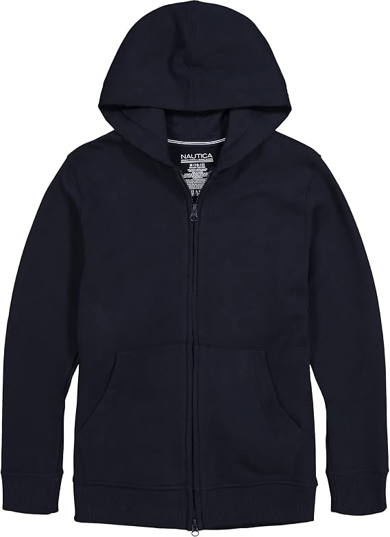 Nautica boys Long Sleeve Sensory-friendly Fleece Full Zip Hoodie