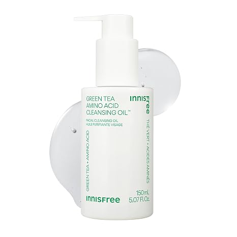 innisfree Green Tea Amino Acid Cleansing Oil | Hydrating Korean Face Wash with Jojoba for Double Cleansing | Gentle Makeup Remover | Sunscreen Dissolving Formula